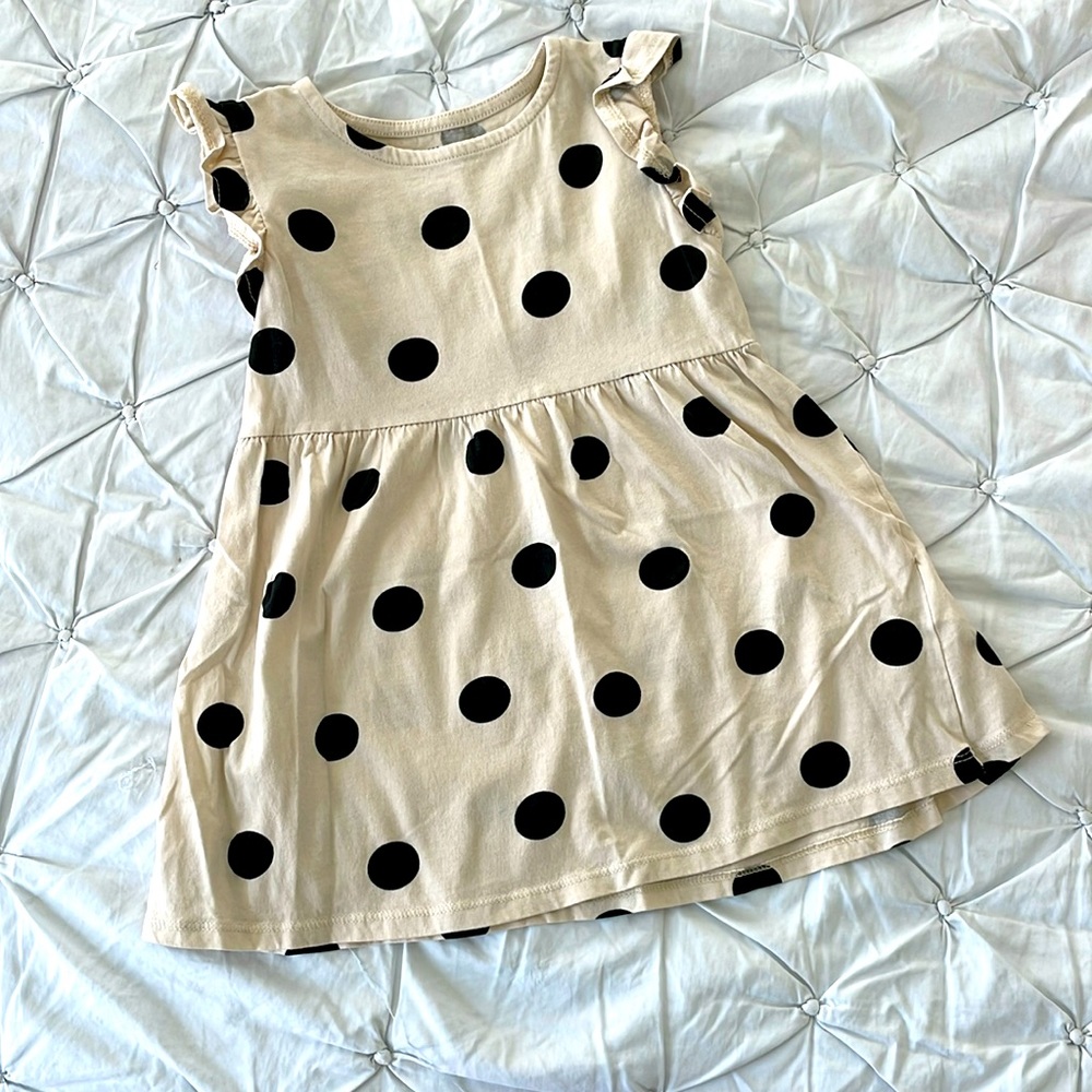 H&M black and cream polka dot dress size 3/4